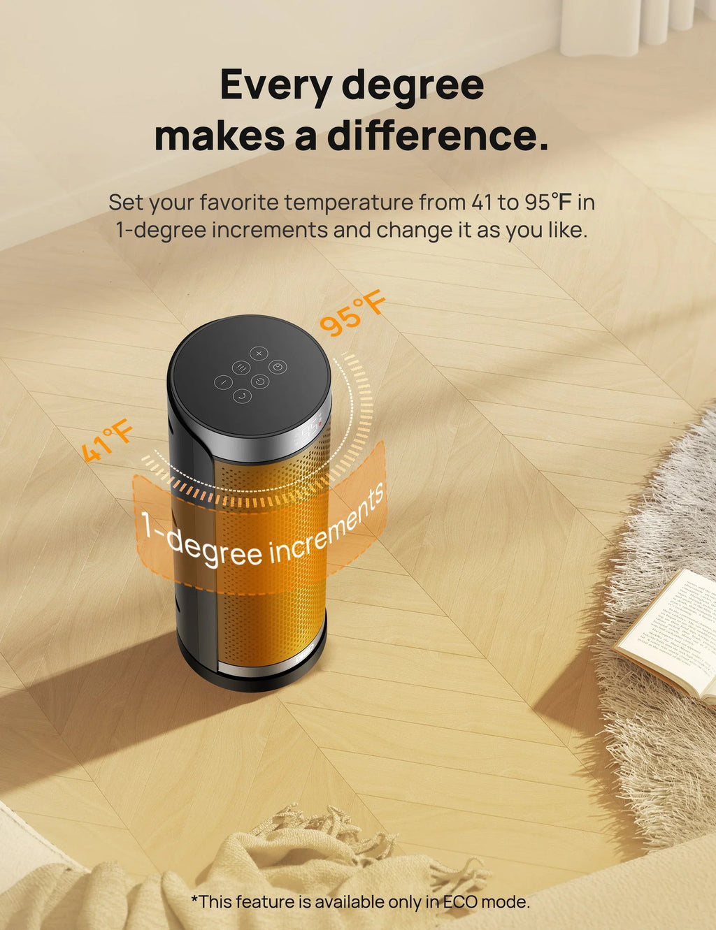 DREO Solaris Plus Oscillating Tower Space Heater with Remote