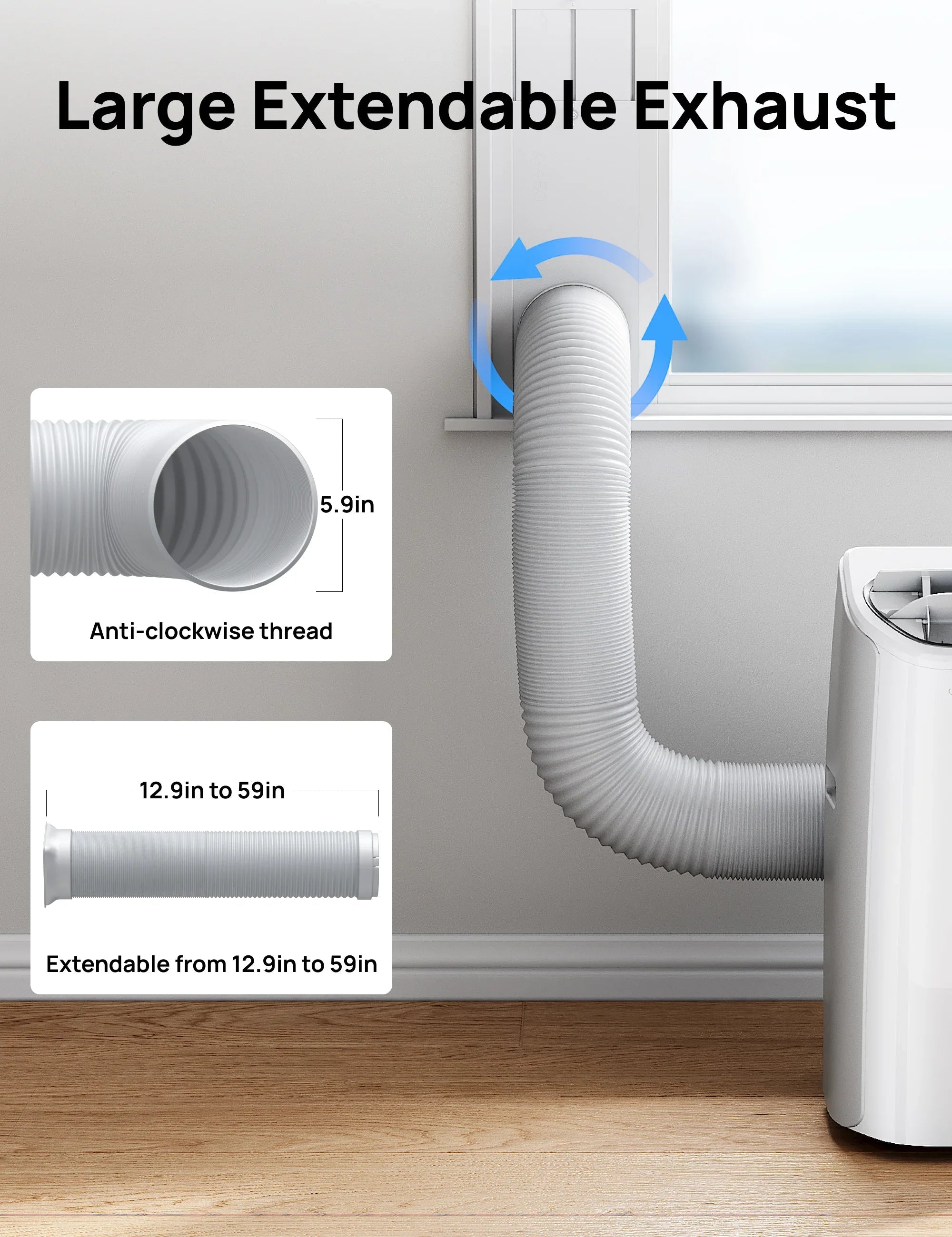 DREO Portable Air Conditioner Single Hose Kit (AC318S, AC319S, AC515S, AC516S)