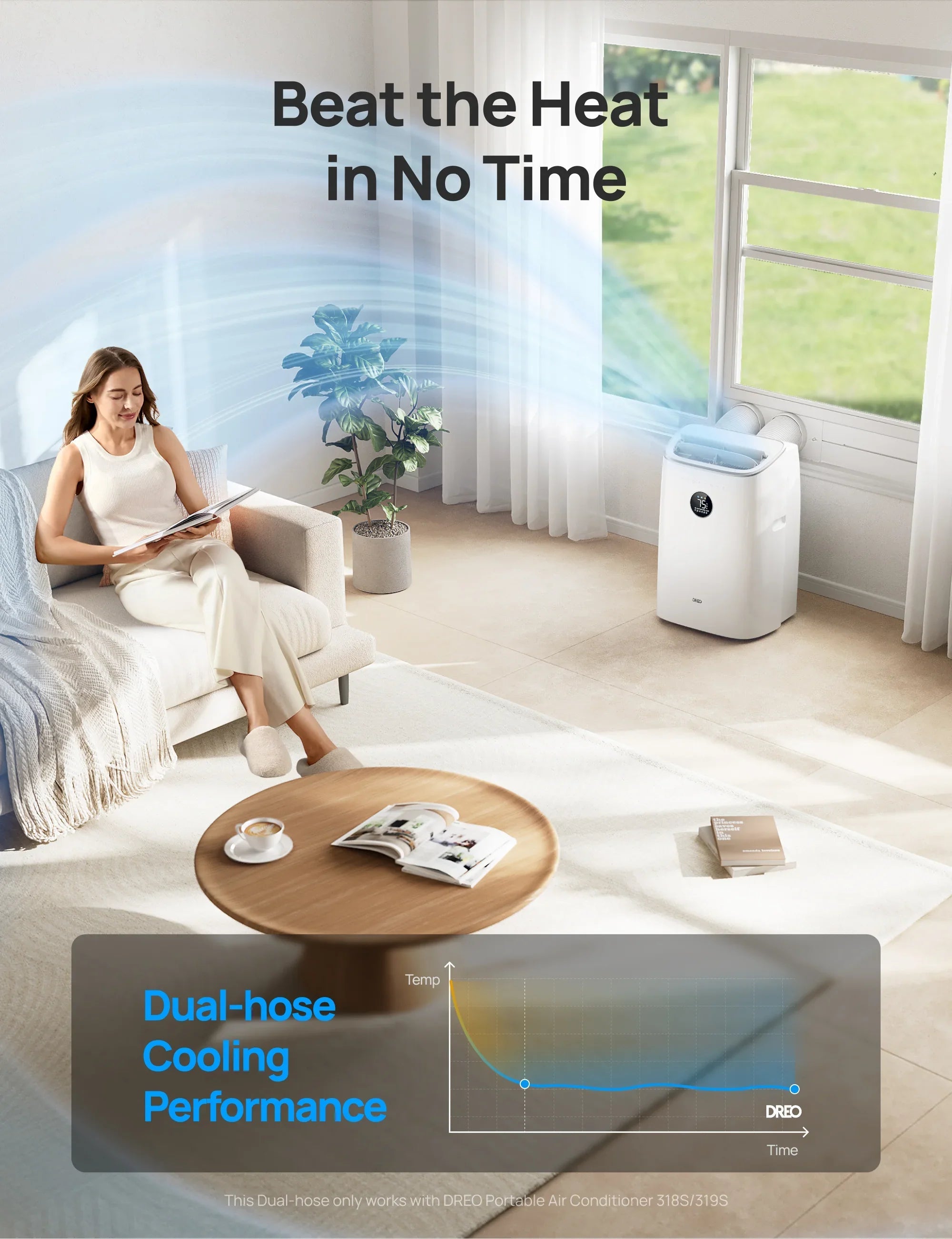 DREO Portable Air Conditioner Dual Hose Kit (AC318S & AC319S)