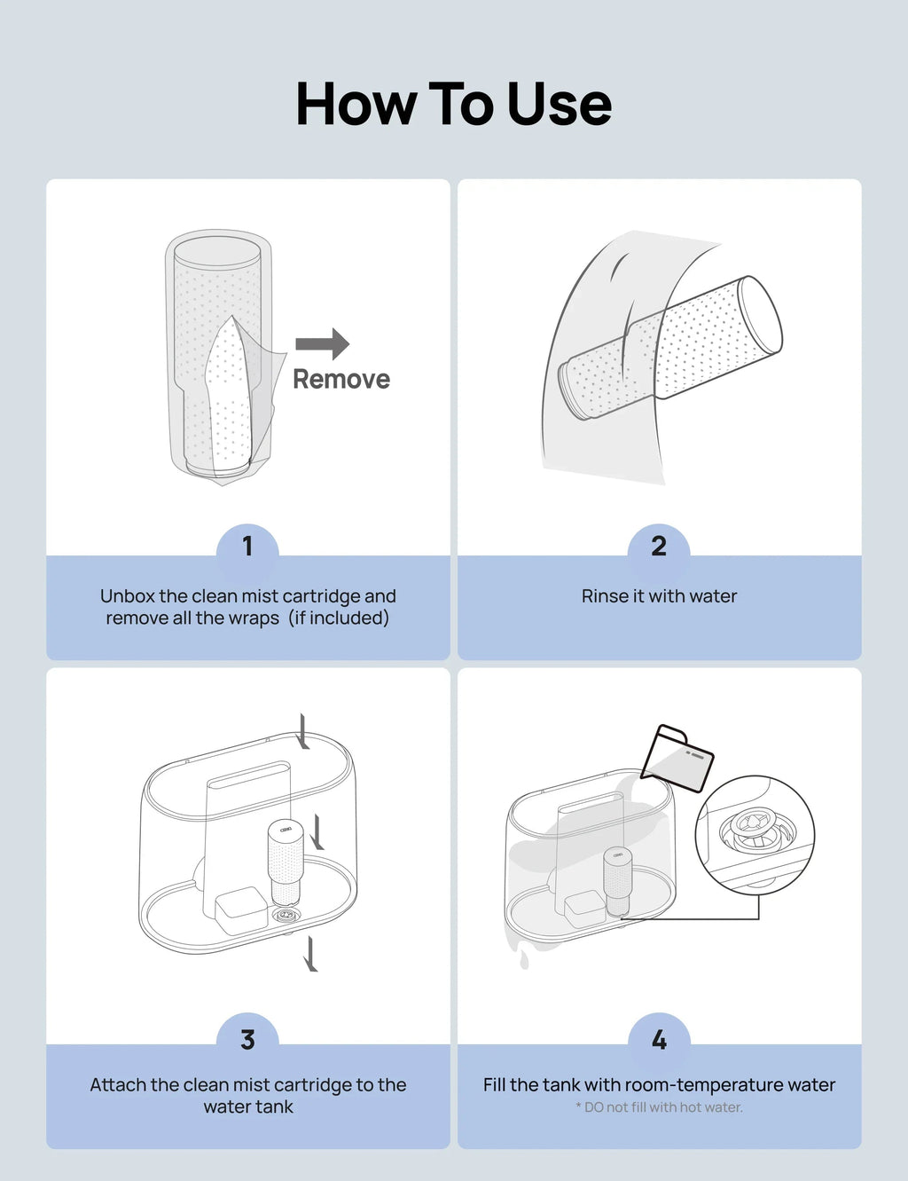 Clean Mist Cartridge - 3-Pack, Compatible with Dreo Humidifiers 311/311S/524/524S/306/306S/409S/420S/321/312